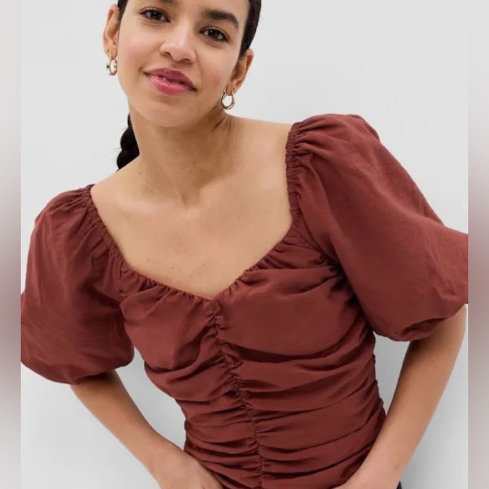 GAP Burnt Orange Puff Sleeve Blouse